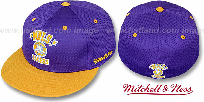 Lakers '2T BP-MESH' Purple-Gold Fitted Hat by Mitchell and Ness