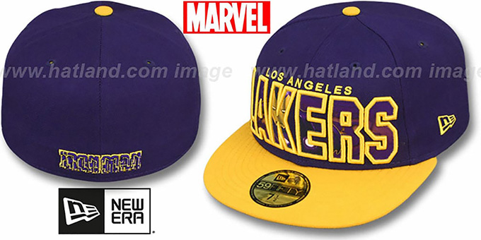 Lakers 'BIG WORD ACTION' Purple-Gold Fitted Hat by New Era