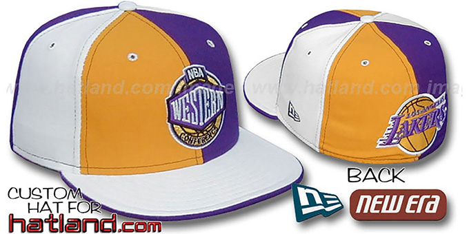 Lakers CONFERENCE 'PINWHEEL' Gold-Purple-White Fitted Hat