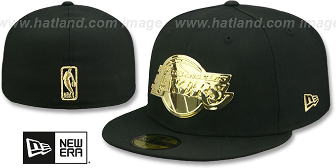 Lakers 'GOLD METAL-BADGE' Black Fitted Hat by New Era