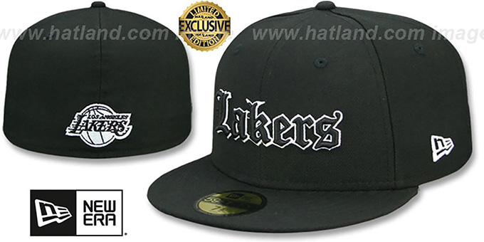 Lakers 'GOTHIC TEAM-BASIC' Black Fitted Hat by New Era