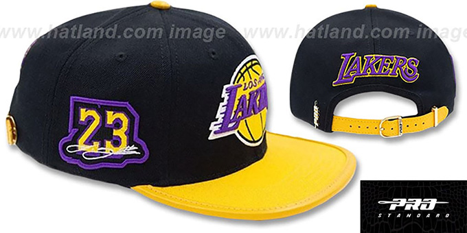 Lakers 'LEBRON SIDE STRAPBACK' Black-Gold Hat by Pro Standard