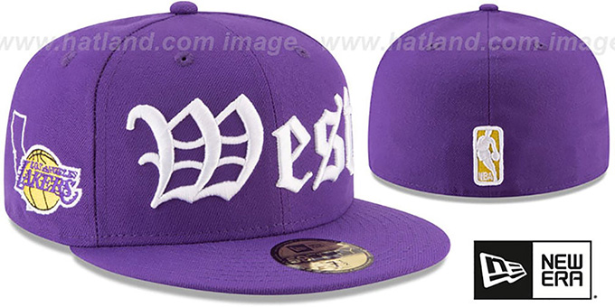 Lakers 'OLD ENGLISH CONFERENCE' Purple Fitted Hat by New Era