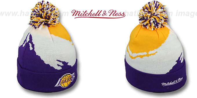 Lakers 'PAINTBRUSH BEANIE' by Mitchell and Ness