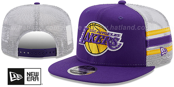 Los Angeles Lakers SIDE-STRIPE TRUCKER SNAPBACK Purple Hat