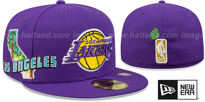 Lakers 'STATEVIEW' Purple Fitted Hat by New Era