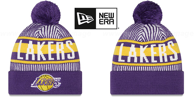 Lakers 'STRIPED' Knit Beanie Hat by New Era