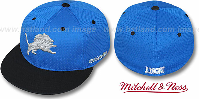 Lions '2T BP-MESH' Blue-Black Fitted Hat by Mitchell and Ness