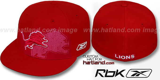 Lions 'DOUBLECOVERAGE' Red-White Fitted Hat by Reebok