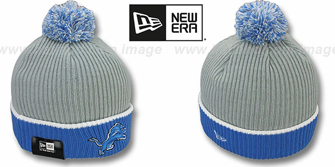 Lions 'NFL FIRESIDE' Grey-Blue Knit Beanie Hat by New Era