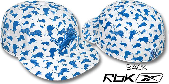 Lions 'TEAM-FLOCKING ALL-OVER' White Fitted Hat by Reebok