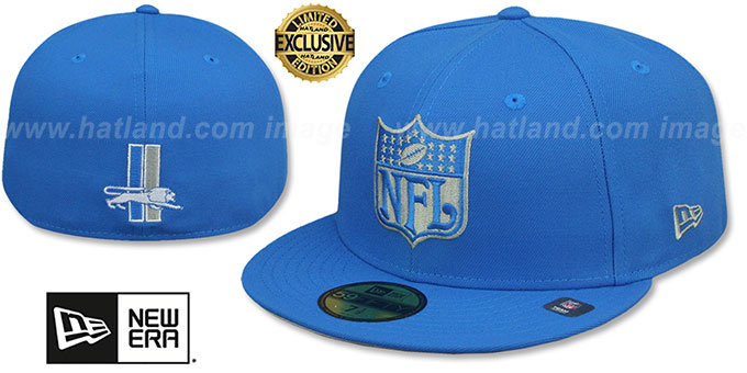 Lions 'THROWBACK NFL SHIELD-BASIC' Blue Fitted Hat by New Era