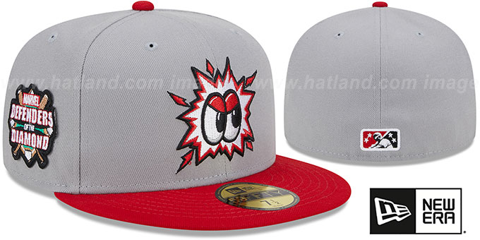 Lookouts 'MILB MARVEL DEFENDERS SIDE-PATCH' Grey-Red Fitted Hat by New Era