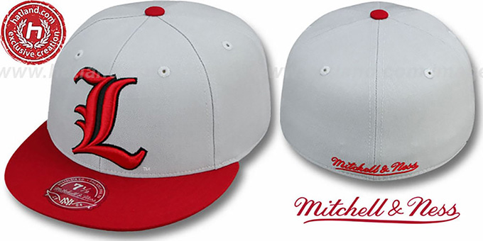 Louisville '2T XL-LOGO' Grey-Red Fitted Hat by Mitchell and Ness