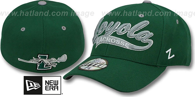 Loyola 'SWOOP LACROSSE' Green Fitted Hat by Zephyr