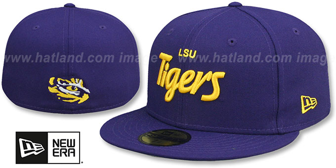 LSU 'NCAA TEAM-SCRIPT' Purple Fitted Hat by New Era