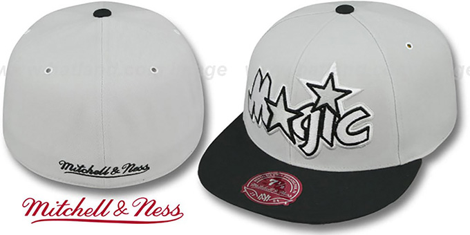 Magic 'MONOCHROME XL-LOGO' Grey-Black Fitted Hat by Mitchell and Ness