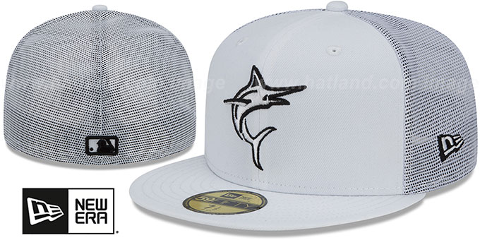 Marlins 'BATTING PRACTICE TRUCKER' White Fitted Hat by New Era