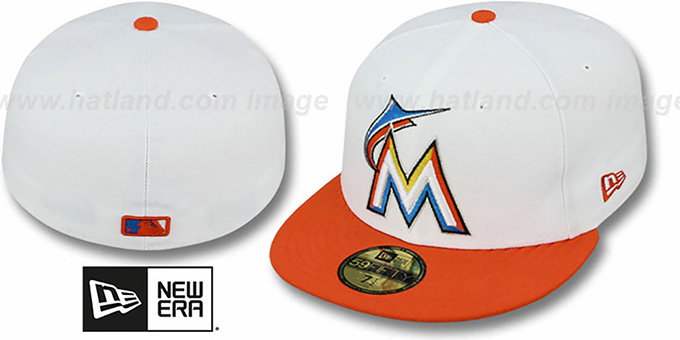 Marlins '2T TEAM-BASIC' White-Orange Hat by New Era