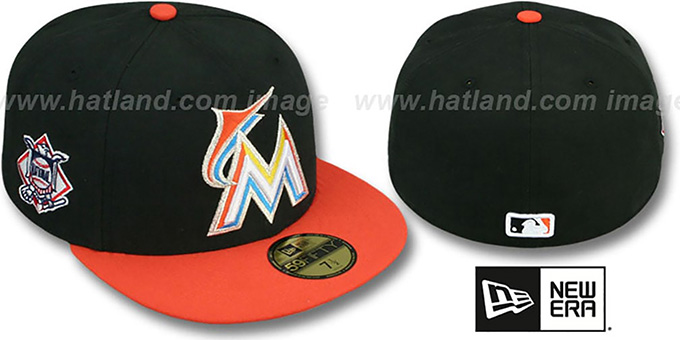 Marlins 'BAYCIK' Black-Orange Fitted Hat by New Era