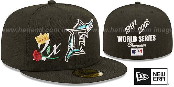 Marlins COOPERSTOWN 'CROWN CHAMPS' Black Fitted Hat by New Era