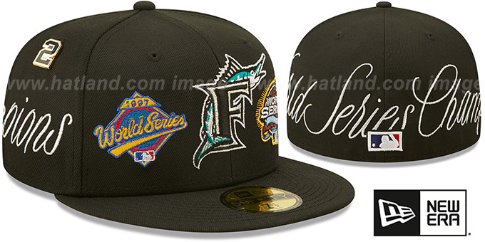 Marlins 'HISTORIC CHAMPIONS' Black Fitted Hat by New Era