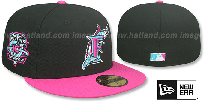 Marlins 'MIAMI VICE SIDE-PATCH' Black-Beetroot Fitted Hat by New Era