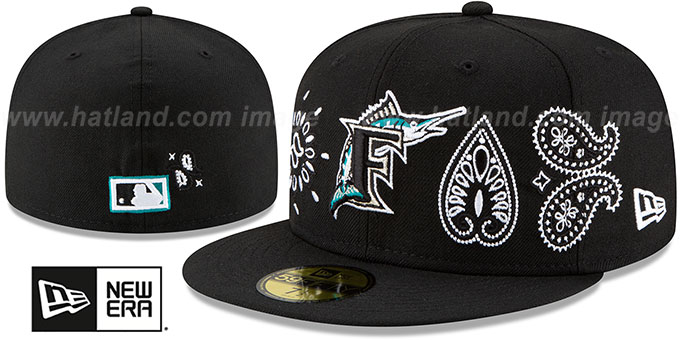 Marlins 'PAISLEY ELEMENTS' Black Fitted Hat by New Era