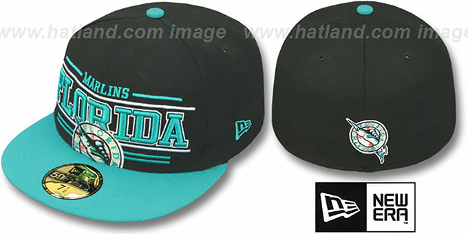 Marlins 'RETRO-SMOOTH' Black-Teal Fitted Hat by New Era