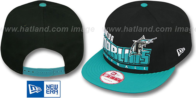 Marlins 'SLICE-N-DICE SNAPBACK' Black-Teal Hat by New Era