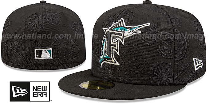 Marlins 'SWIRL' Black Fitted Hat by New Era