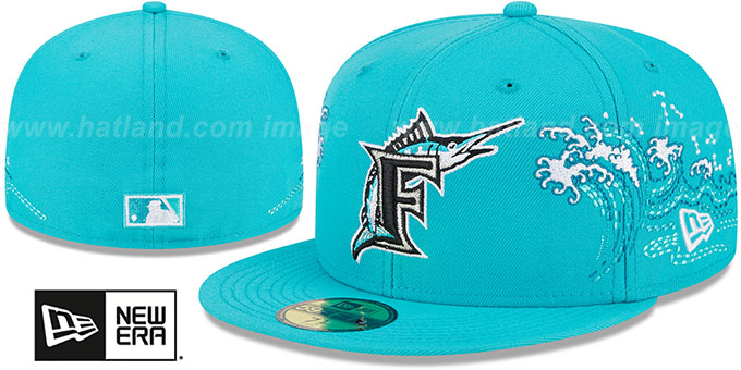 Marlins 'TONAL WAVE' Teal Fitted Hat by New Era