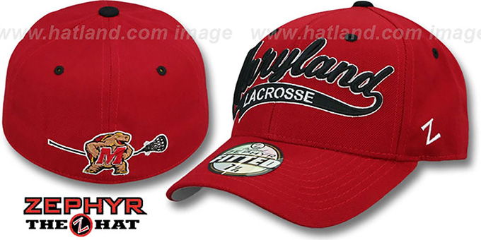 Maryland 'SWOOP LACROSSE' Red Fitted Hat by Zephyr