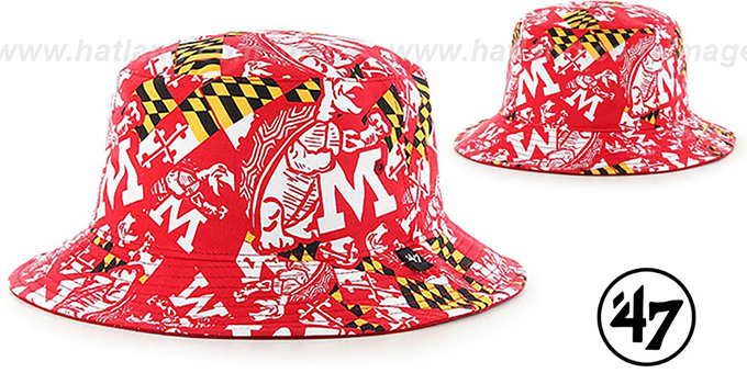 Maryland 'THROWBACK BRAVADO BUCKET' Red Hat by Twins 47 Brand