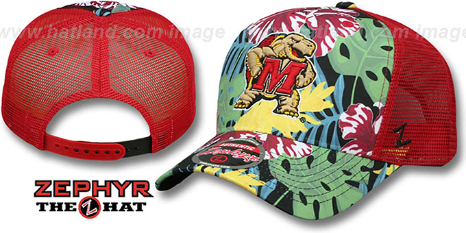 Maryland 'TROPICAL MESH SNAPBACK' Red-Green Hat by Zephyr