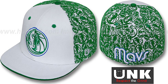 Mavericks 'TC-FLOCKING' White-Green Fitted Hat by UNK