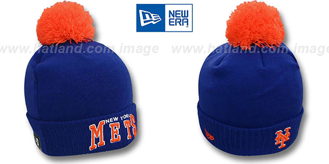 Mets 'ARCHED-RIBBED' Royal Knit Beanie Hat by New Era