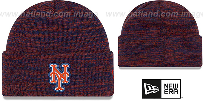 Mets 'BEVEL' Royal-Orange Knit Beanie Hat by New Era