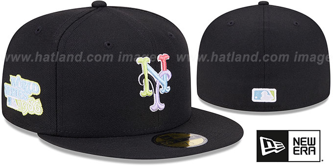 Mets 'COLOR PACK SIDE-PATCH' Black Fitted Hat by New Era