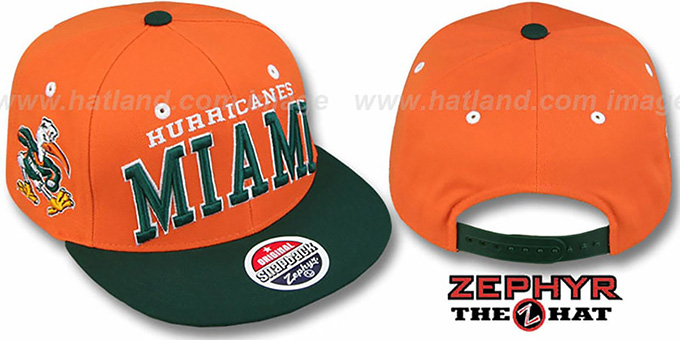 Miami '2T SUPER-ARCH SNAPBACK' Orange-Green Hat by Zephyr