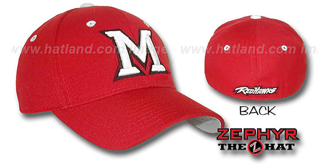 Miami Ohio 'DH' Fitted Hat by Zephyr - red