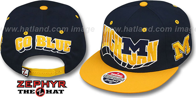 Michigan '2T FLASHBACK SNAPBACK' Navy-Gold Hat by Zephyr