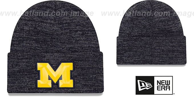 Michigan 'BEVEL' Navy-Grey Knit Beanie Hat by New Era