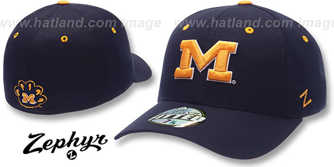 Michigan 'DH' Navy Fitted Hat by Zephyr