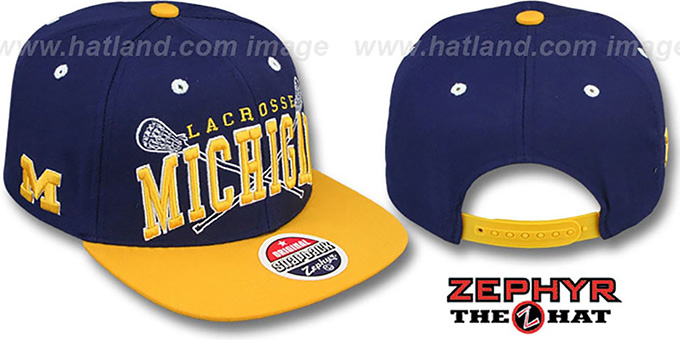 Michigan 'LACROSSE SUPER-ARCH SNAPBACK' Navy-Gold Hat by Zephyr