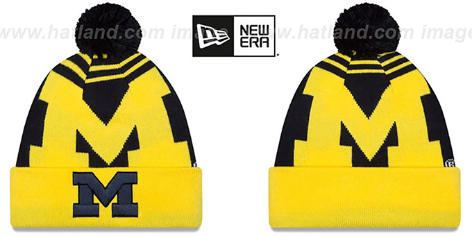 Michigan 'LOGO WHIZ' Navy-Gold Knit Beanie Hat by New Era