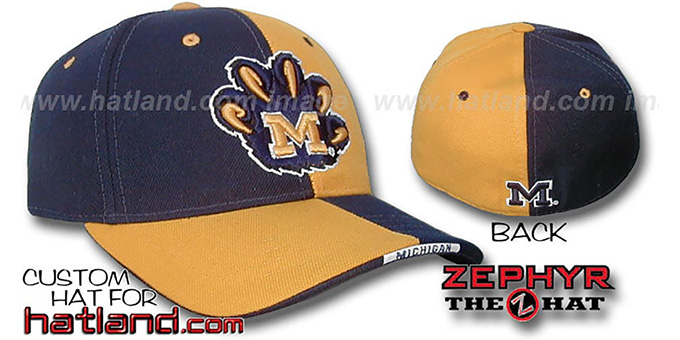 Michigan 'SPLITTER' Navy-Gold Fitted Hat by Zephyr