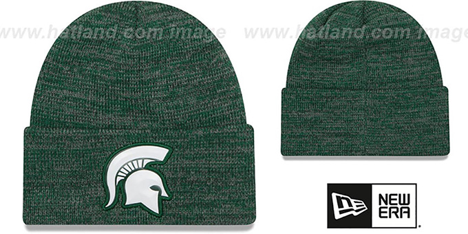 Michigan State 'BEVEL' Green-Grey Knit Beanie Hat by New Era