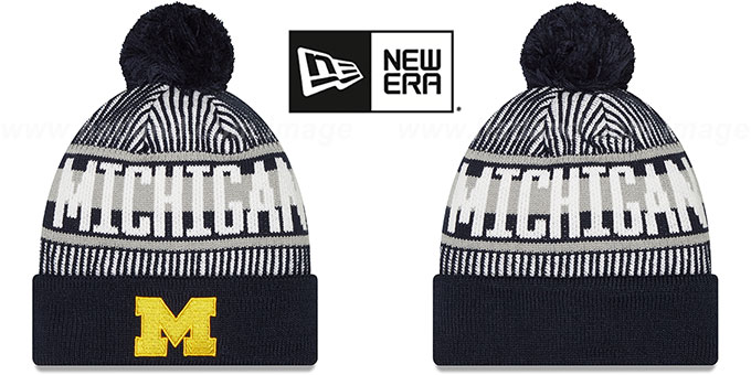 Michigan 'STRIPED' Knit Beanie Hat by New Era