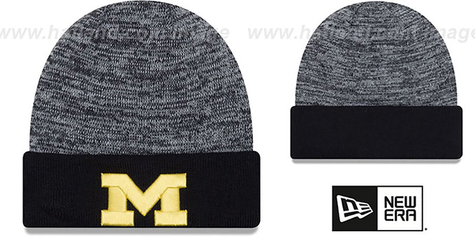 Michigan 'TEAM-RAPID' Navy-White Knit Beanie Hat by New Era